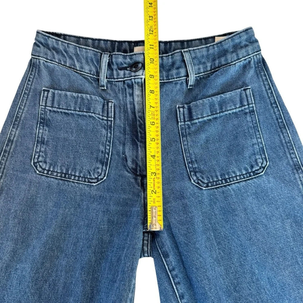 Aritzia Wilfred Free Adrift High Rise Wide Leg (Raw Hem) Jeans Sz 4 Blue Sailor